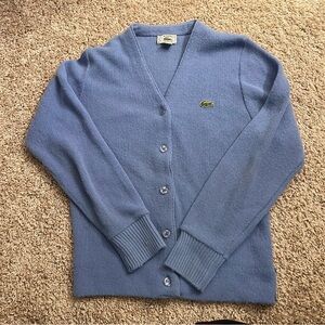 Vintage Lacoste Women's Blue Cardigan Sweater